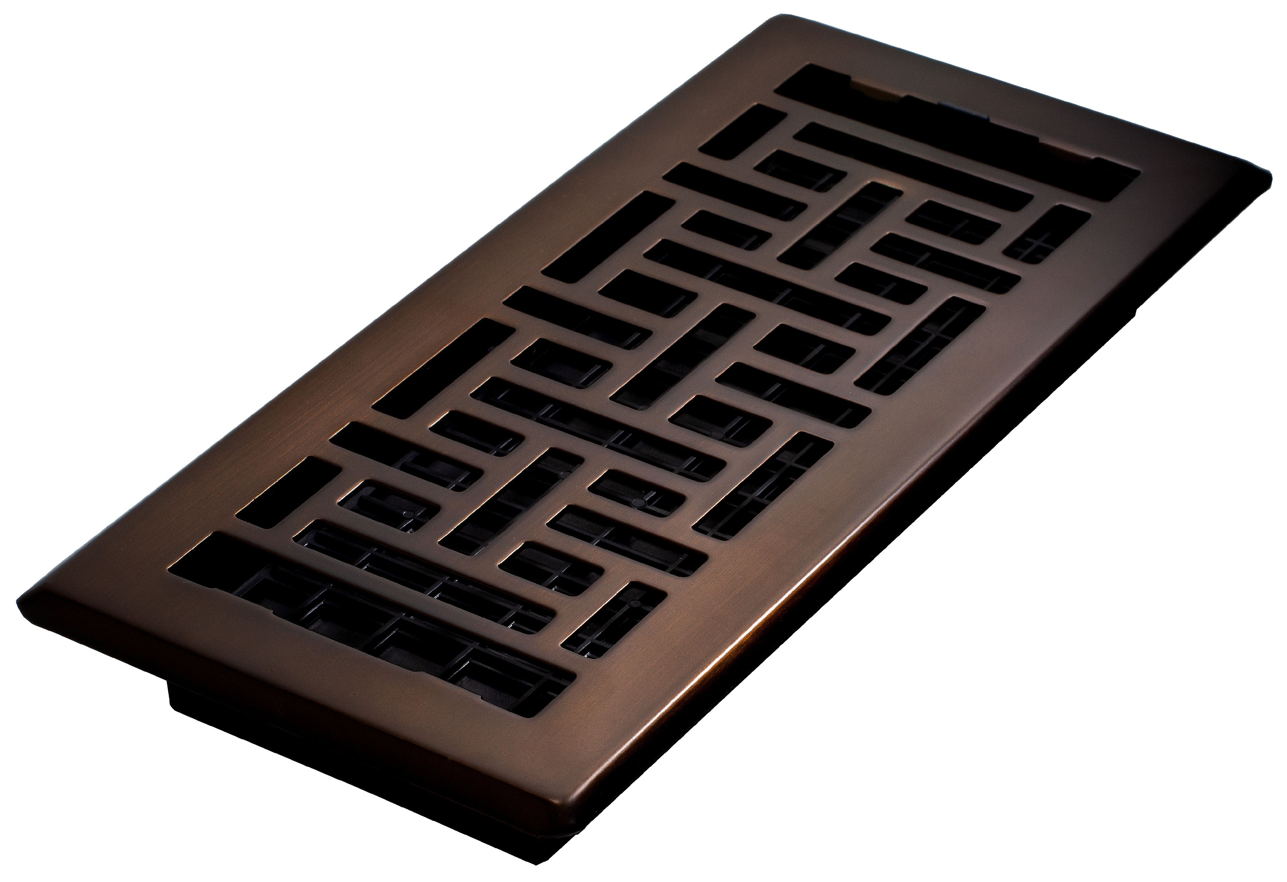 Oriental Design Rubbed Bronze Steel Floor Register
