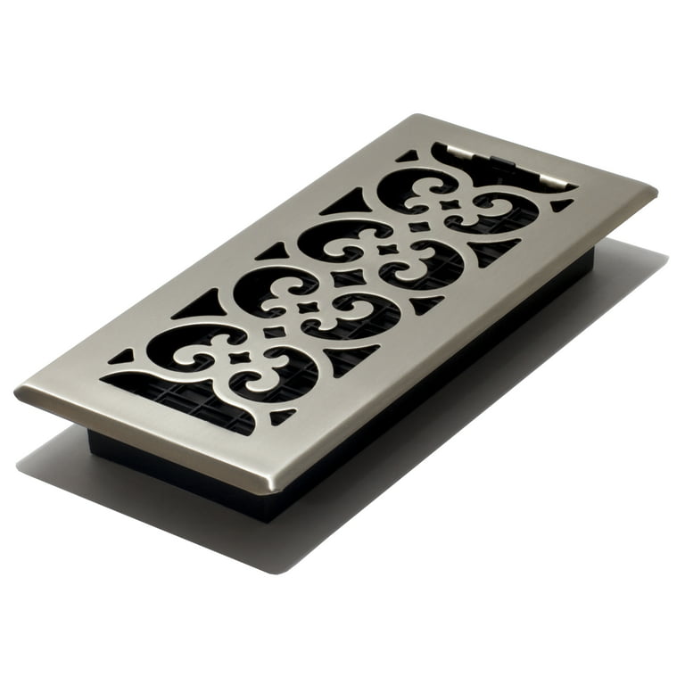 Decor Grates 4 X 10 Steel Plated Brushed Nickel Finish Scroll Design Floor Register Com