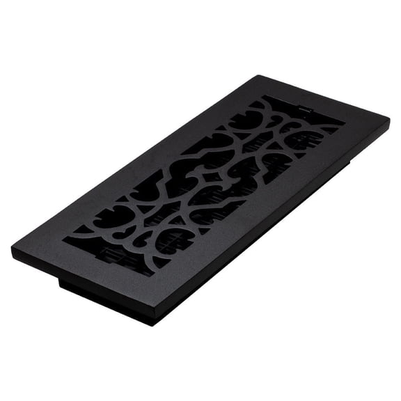 Decor Grates 4x12 Victorian Cast Iron HVAC Steel HVAC Floor Register Vent Cover, Adjustable Airflow Control, Textured Black, 1 Pack