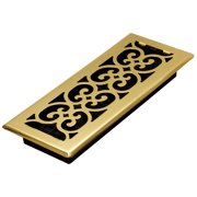 Decor Grates 4x12 Scroll Floor Register Vent Cover, Adjustable Airflow Control, Polished Brass (SPH412)