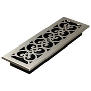 Decor Grates 4" x 14" Steel Plated Brushed Nickel Finish Scroll Design Floor Register