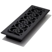 Decor Grates 4" x 14" Textured Black Painted Scroll Design Floor Register