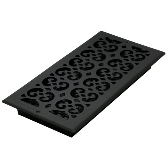 Decor Grates 6" x 14" Textured Black Painted Scroll Design Wall/Ceiling Register