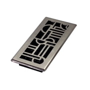 Decor Grates 4x10 Art Deco Floor Register Vent Cover, Adjustable Airflow Control, Brushed Nickel ADH410-NKL