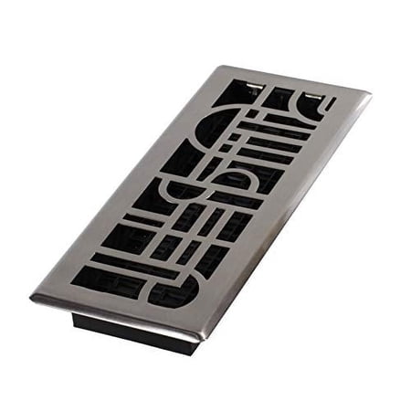 Decor Grates 4x12 Art Deco Floor Register Vent Cover, Adjustable Airflow Control, Brushed Nickel (ADH412-NKL)