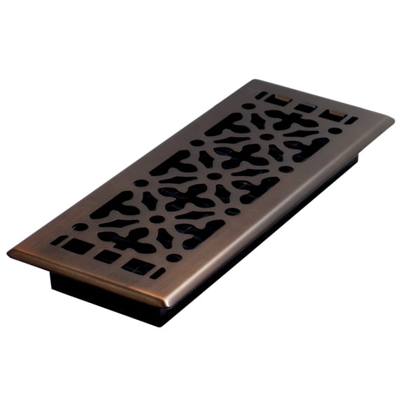 Decor Grates 4x12 Gothic Floor Register Vent Cover, Adjustable Airflow Control, Rubbed Bronze (AGH412-RB)