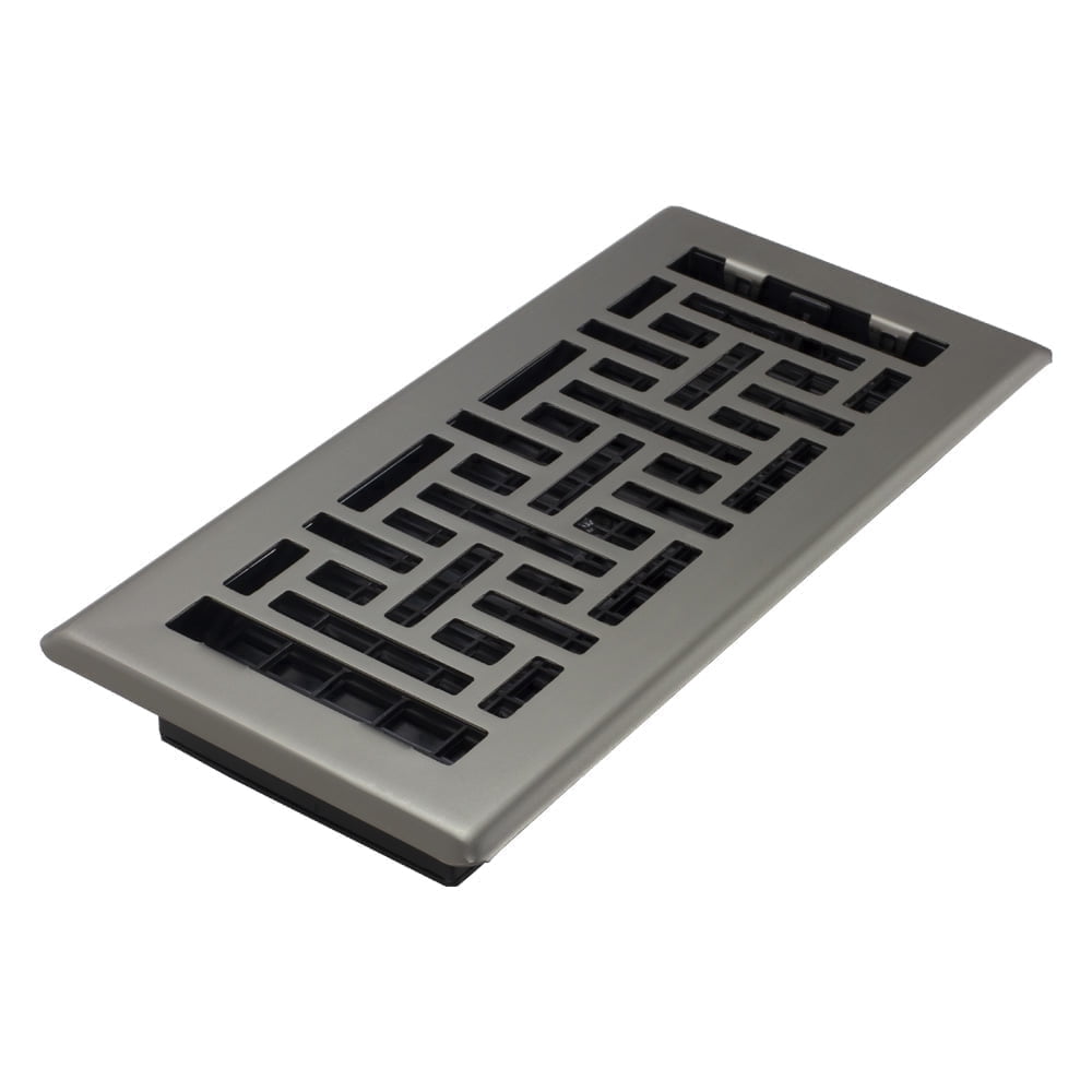 Decor Grates 4x10 Oriental Floor Register Vent Cover, Adjustable Airflow Control, Gun Metal (AJH410-GM)