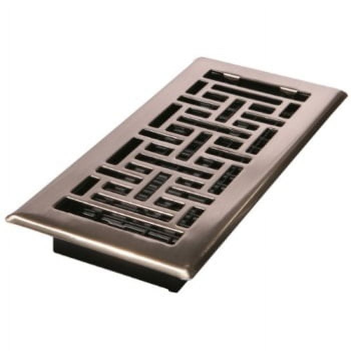 Nickel Oriental Design Floor Register with Louvered Vent, 4" x 10"