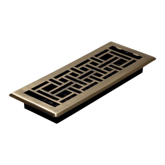 Decor Grates AJH412-A Oriental Floor Register, 4x12 Inches, Antique Brass Finish
