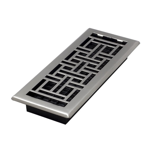 Decor Grates AJH412-NKL Oriental Floor Register, 4x12 Inches, Brushed Nickel Finish