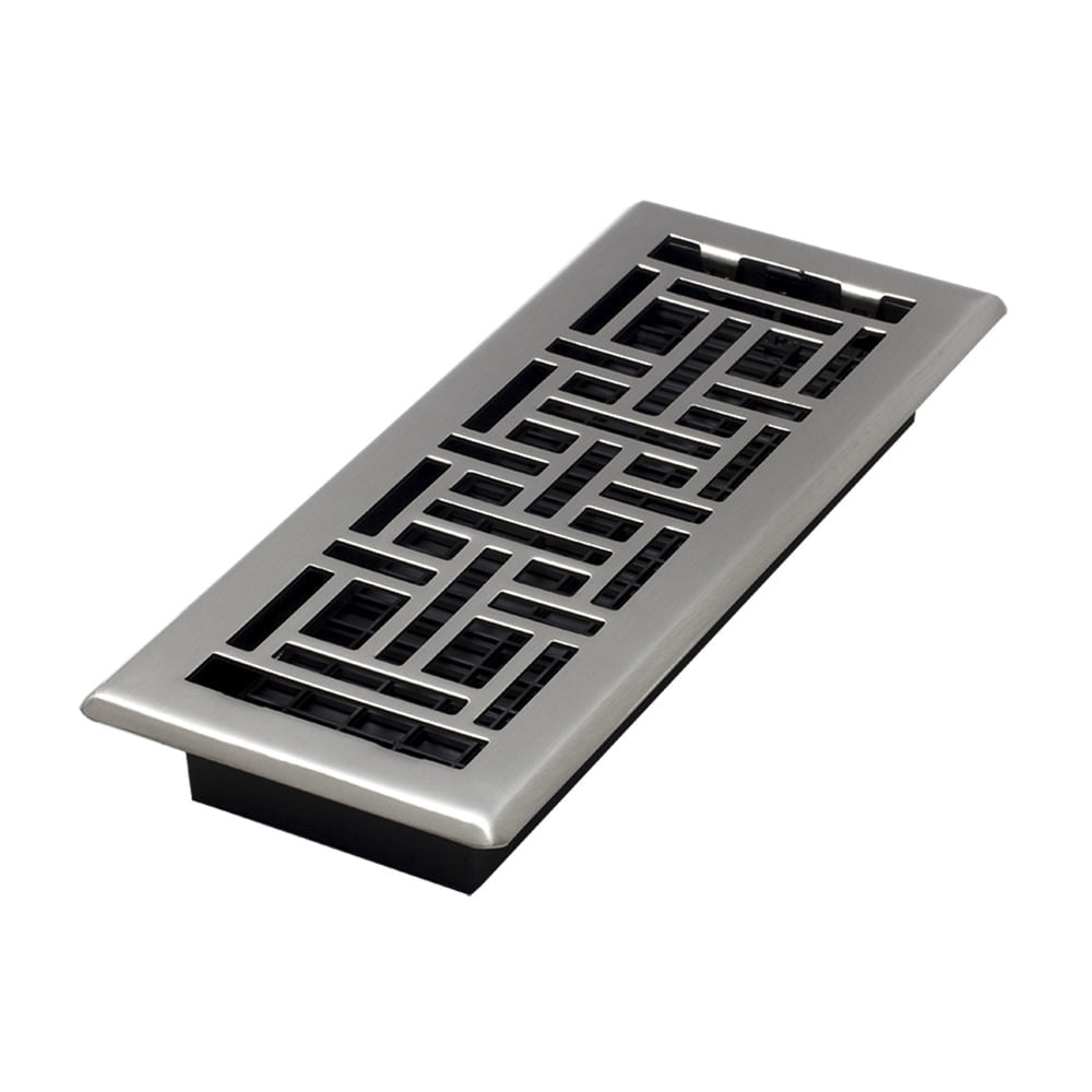 Oriental Design Brushed Nickel 4" x 12" Steel Floor Register
