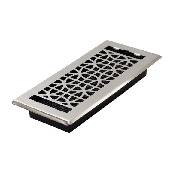 Decor Grates 4x10 Eclipse Steel HVAC Floor Register Vent Cover, Adjustable Airflow Control, Brushed Nickel, 1 Pack