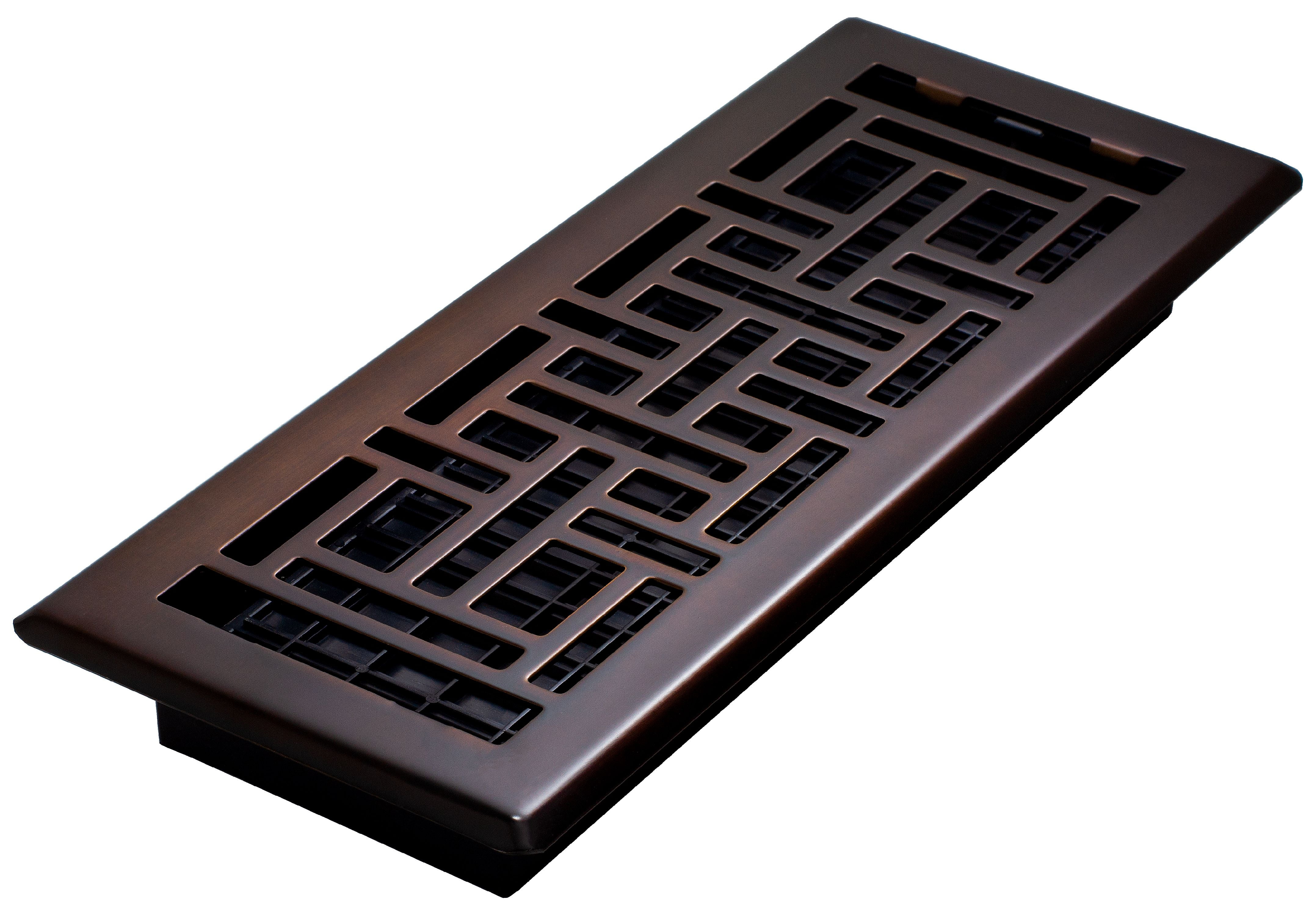 4x12 Inch Rubbed Bronze Steel Floor Register with Decorative Design