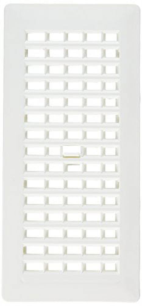 Polished White Plastic Rectangle Floor Register, 4x10 Inches