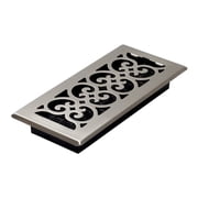 Decor Grates 4x10 Scroll Floor Register Vent Cover, Adjustable Airflow Control, Brushed Nickel (SPH410-NKL)