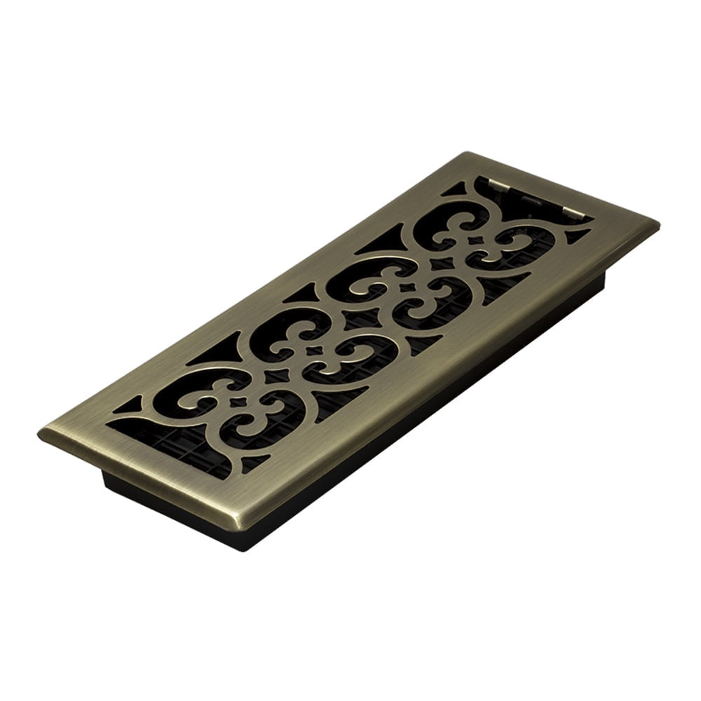Antique Brass Decorative Steel Floor Register 4x12