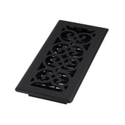 Decor Grates 4x10 Scroll Steel HVAC Floor Register Vent Cover, Adjustable Airflow Control, Textured Black, 1 Pack