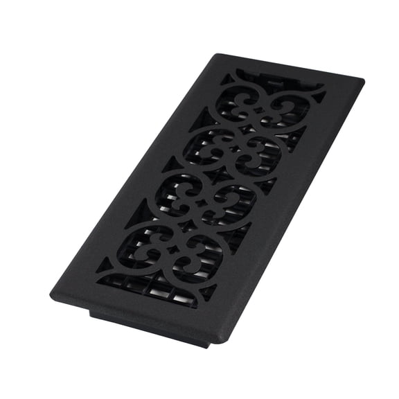 Decor Grates ST412 Scroll Design Floor Register, 4x12 Inches, Textured Black Finish