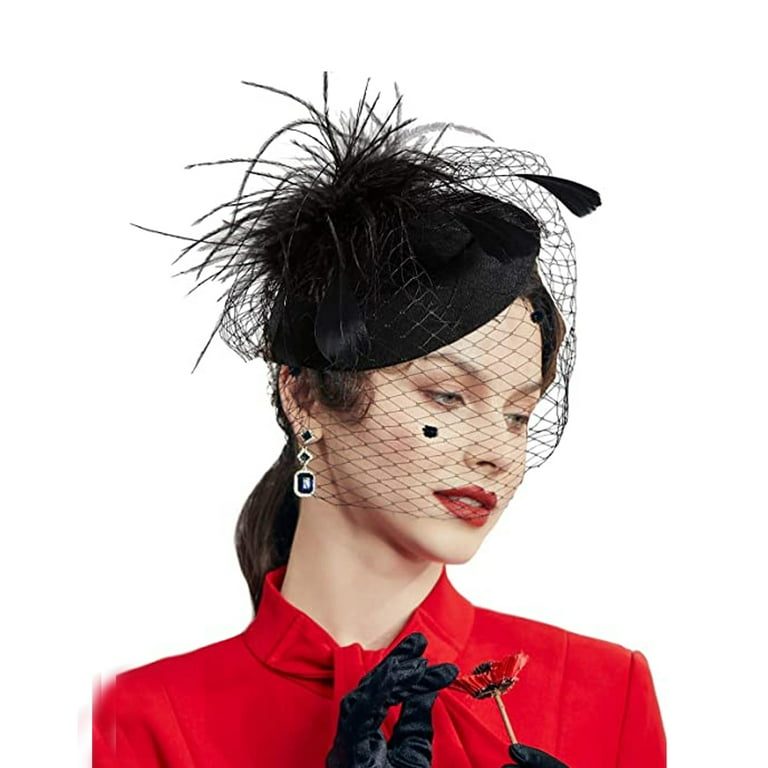 Decor Hair Clip Feather Fascinator Burlesque Mini Top Hat for