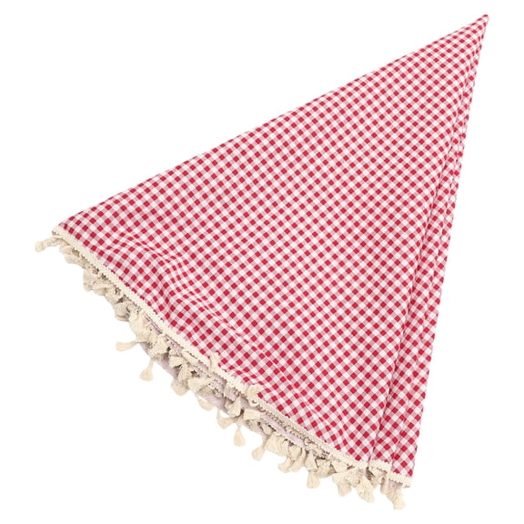 TABLZONE Round Checkered Tablecloth 59x59in Cotton Polyester Blend Fabric and Stylish 1 Piece