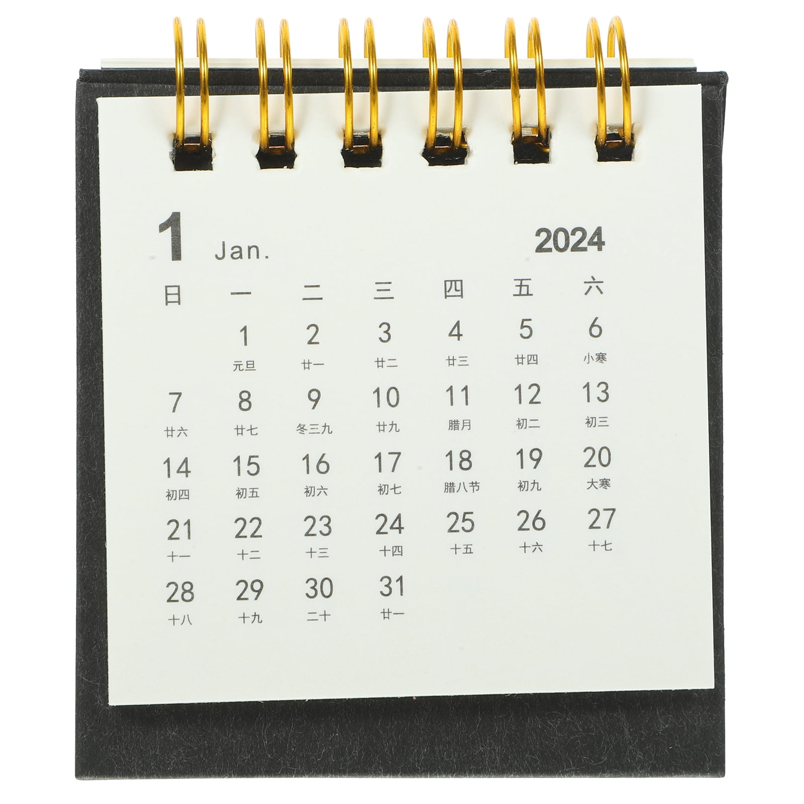 FOMIYES Simple Black Desk Calendar 2024 with Thick Paper for Daily Use ...