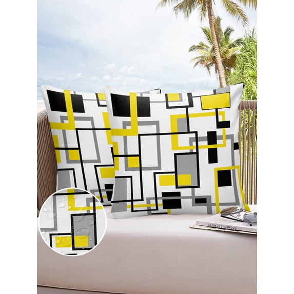 Decor Home Covers Cushion Garden Case Cover Pillow Waterproof Pillowcase Brown Art Modern Blocks Ge