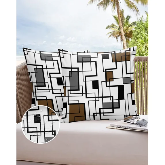 Decor Home Covers Cushion Garden Case Cover Pillow Waterproof Pillowcase Brown Art Modern Blocks Ge