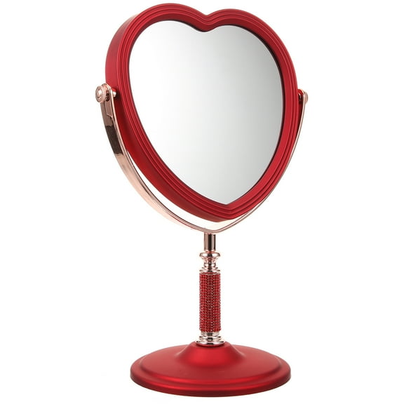 Decor Makeup Light Mirror Vanity Mirror Desk Mirror Chinese Wedding Makeup Mirror Single Sided Red Plastic Bride Office