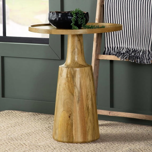Decor Mango Wood Pedestal Table - 24" Height Accent For Decorative Use 20"x20