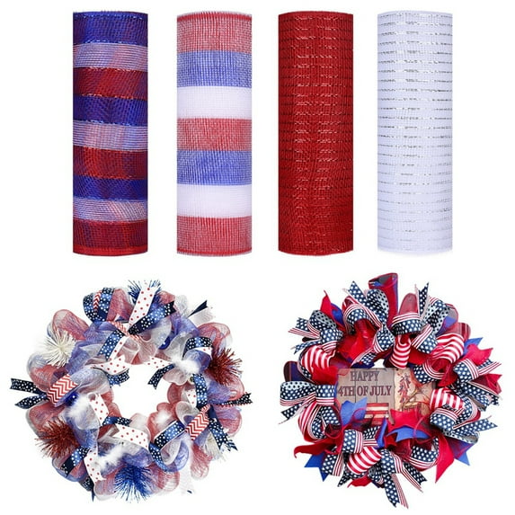 Decor Mesh,10 Inch x 30 Feet Decor Mesh Ribbon with Metallic Foil Deco Mesh Wreath Supplies Ribbon Mesh Roll for Spring Wreaths, Swags, Craft, Party Decoration