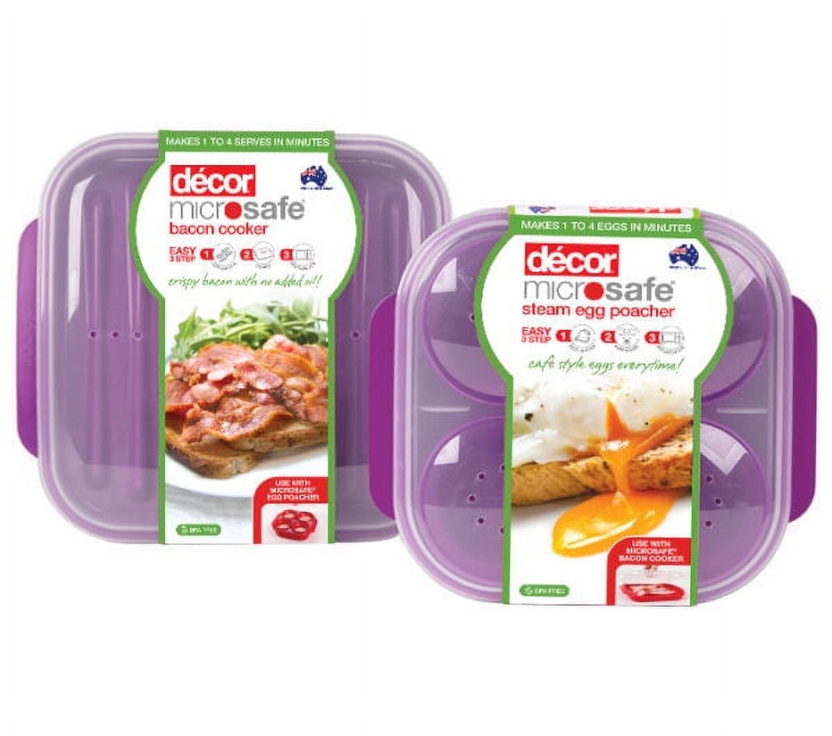 Decor Microsafe Bacon Cooker Steam Egg Poacher Microwave Cooking