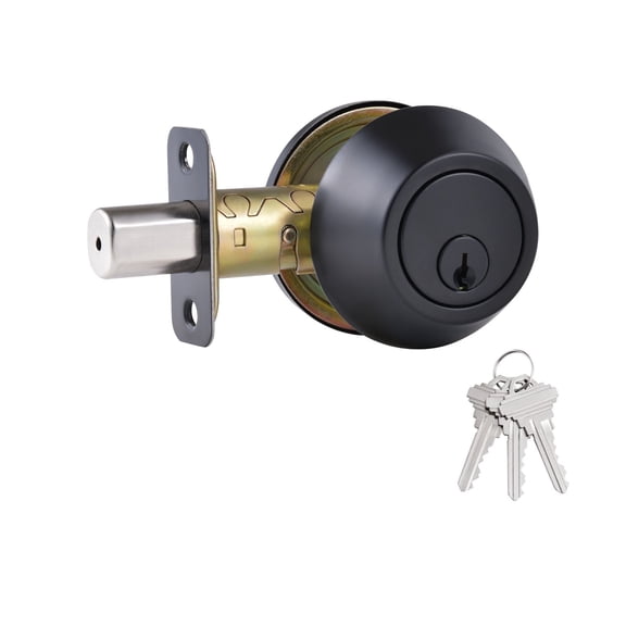 Decor Mo 1 Side Keyed Deadbolt Lock,Single Cylinder Dead Bolt, Matte Black, 1 Pack