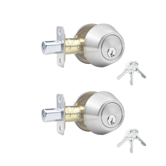 Decor Mo 1 Side Keyed Deadbolt Lock,Single Cylinder Dead Bolt, Satin Nickel Round Exterior Keyed Front Entry Inside Door Deadbolt