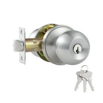 Decor Mo Round Ball Door Knob Lock Handleset, Keyed-alike Entry Function, Exterior Interior Entry Lock with Key, Satin Nickel, Left & Right Handed, 1 Pack