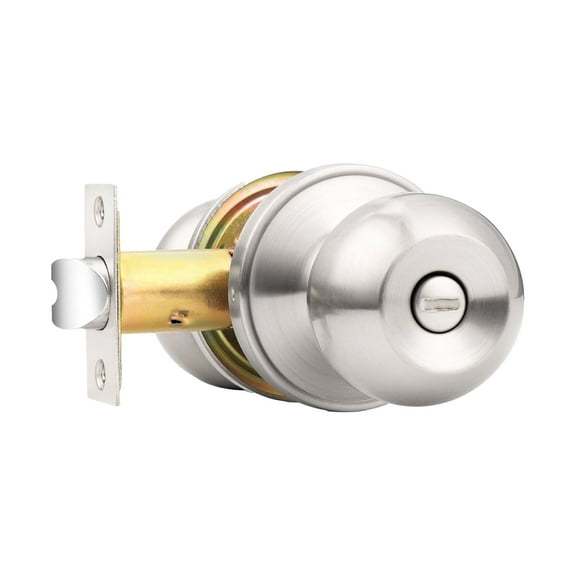 Decor Mo Round Ball Satin Nickel Privacy Door Knob for Bedroom and Bathroom, Keyless Interior Door Knob, Satin Nickel Interior Door Knob with Lock, Stainless Steel Indoor Door Knob, 1 Pack