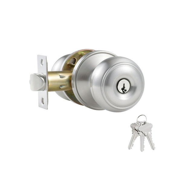 Decor Mo Stainless Steel Ball Entry Door Knob, Keyed-Alike Satin Nickel Entrance Door Knob, Satin Nickel, 1 Pack