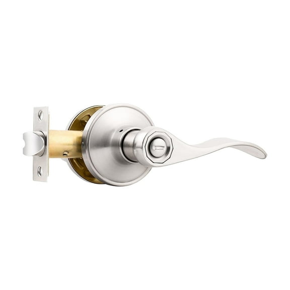 Decor Mo Wave Style Satin Nickel Privacy Door Lever for Bedroom for Bathroom, Keyless Interior Door Handle Door Lock ,Interior Door Lock, Satin Nickel Indoor Door Lock Door Lever Door Handle, 1 Pack