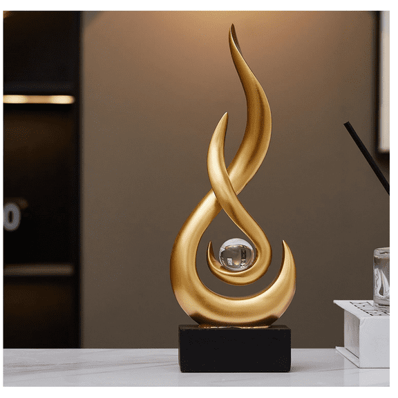 Decor Modern Flame Statue Home Decorations for Living Room, 11.22" H Resin Sculptures Home Décor Accents, Abstract Art Sculpture for Dining Room Office Coffee Table Centerpiece - (Gold)