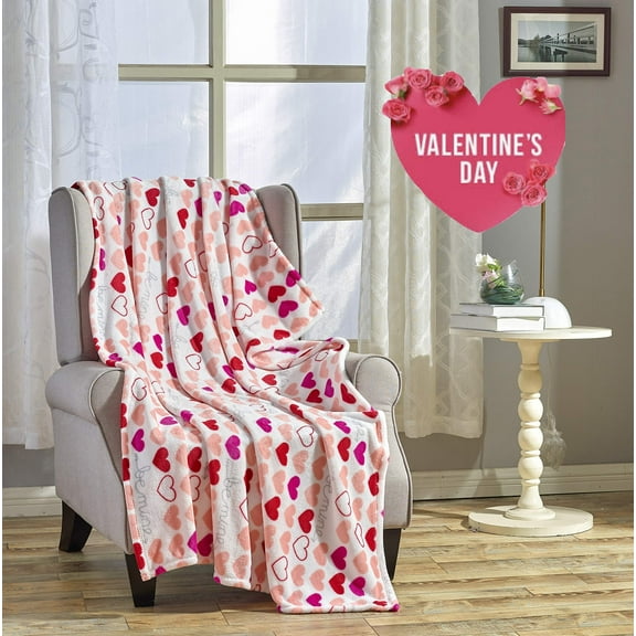 Decor&More Love Collection Heart Ultra Plush Throw Blanket (50" x 60") - Be Mine