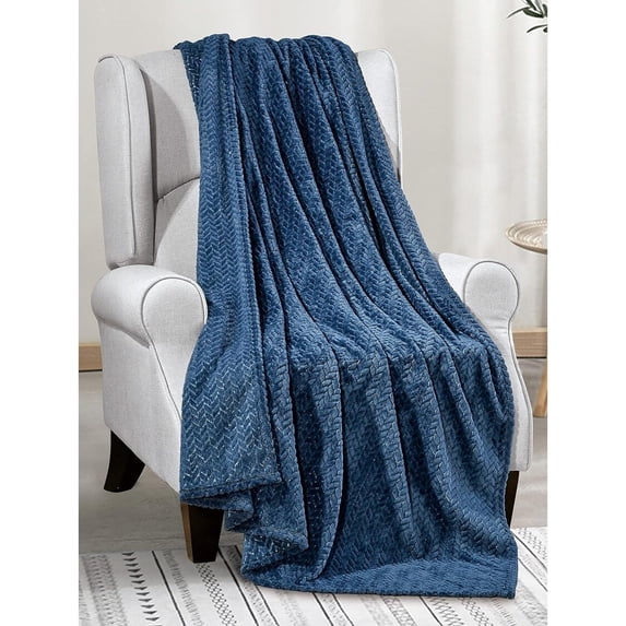 Decor&More Noble House Extra Heavy Chevron Braided Throw Blanket (50" x 60") - Blue
