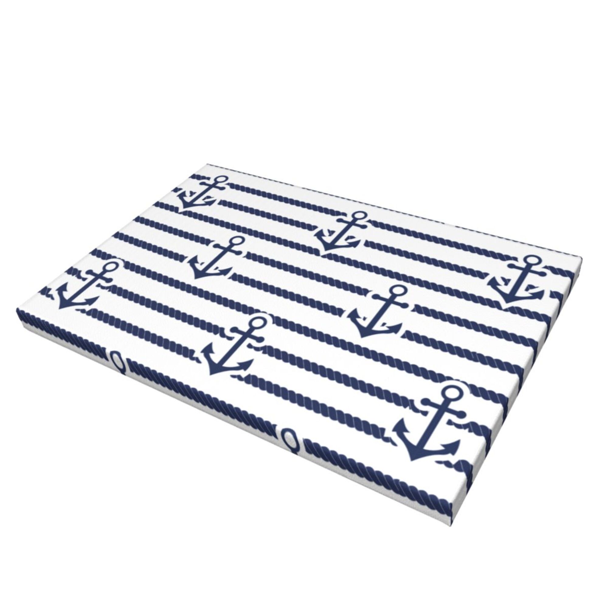 Decor Nautical Navy Anchor Blue Stripe Wall Decor Bathroom Canvas