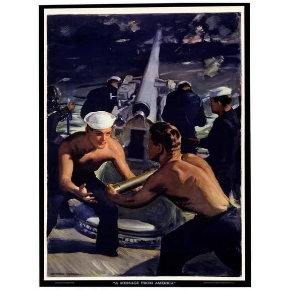 Decor Navy Poster. Graphic Art Design. A message from america. Wall Art. 16 x 24 Inch Poster