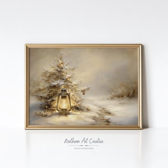 Decor: Neutral Lantern Wall Art, Mutedhome Decor (Able Print) Home Decor #2329, Stretched Canvas Size 16x24