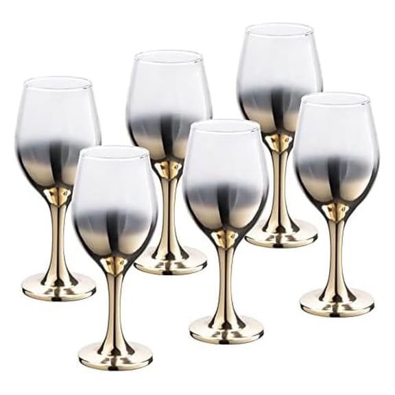Decor Ombre Wine Glasses, 11.5 Ounce Fancy Stemmed Goblets for Red & White Wine, Thick & Durable, Dishwasher Safe, Great Gift Idea, Set of 6 Decorative Wine Glasses