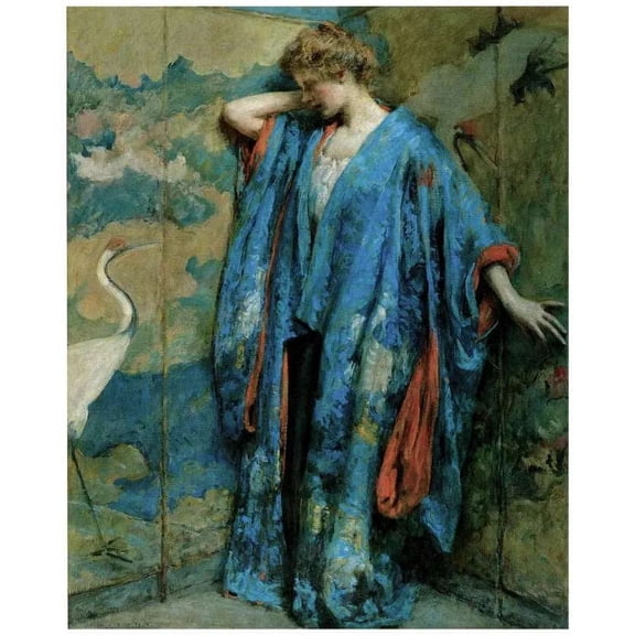 Decor POSTER. Lady looking down at birds painting . Home Shop Wall Art. 16 x 24 Inch Poster