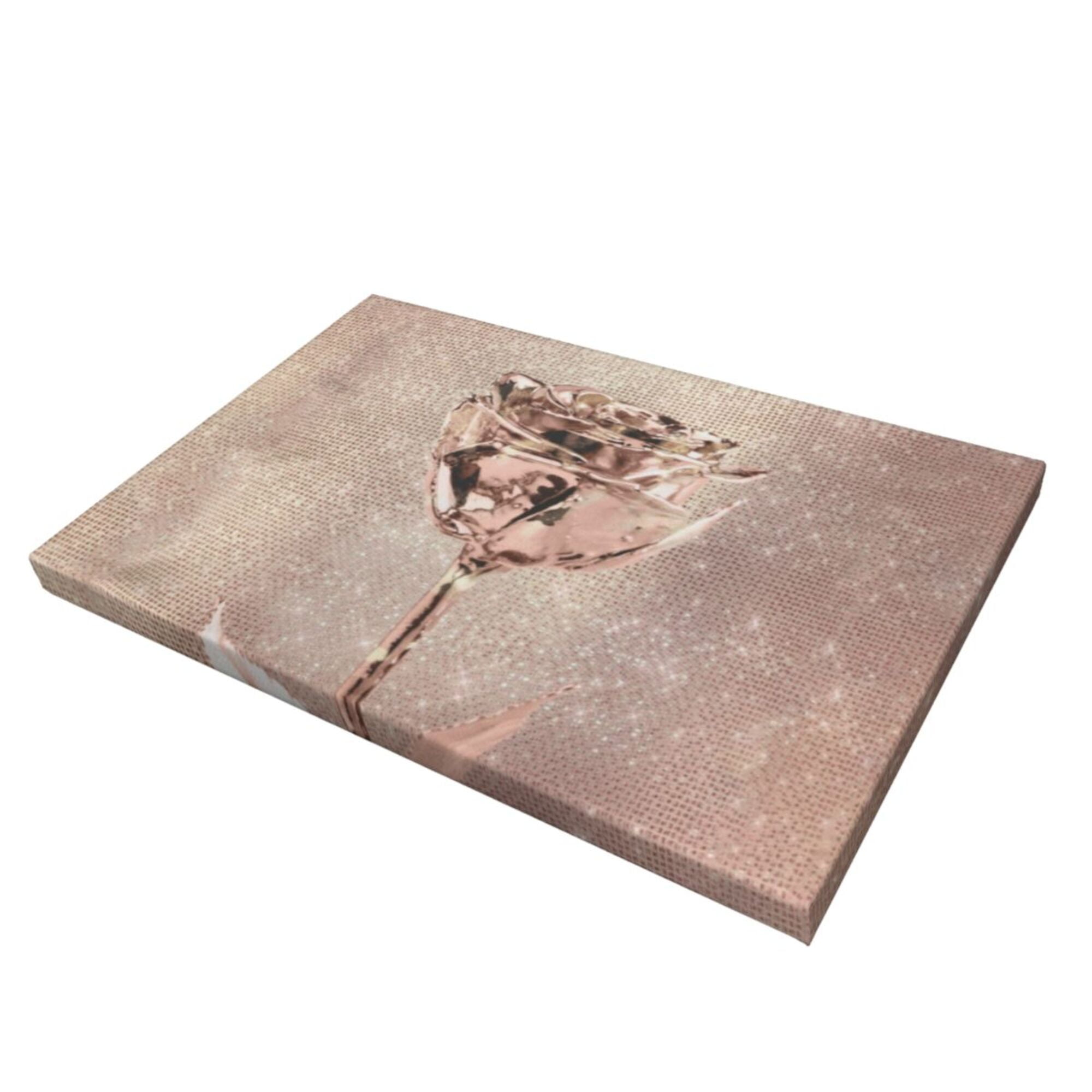 Decor Pink Rose Flower Gold Copper Sequin Sparkly Wall Decor Bathroom