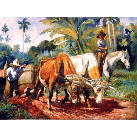 Decor Poster. Fine Graphic Art. Beasts carrying Barrels Paint. Wall Design. 11 x 17 Inch Poster