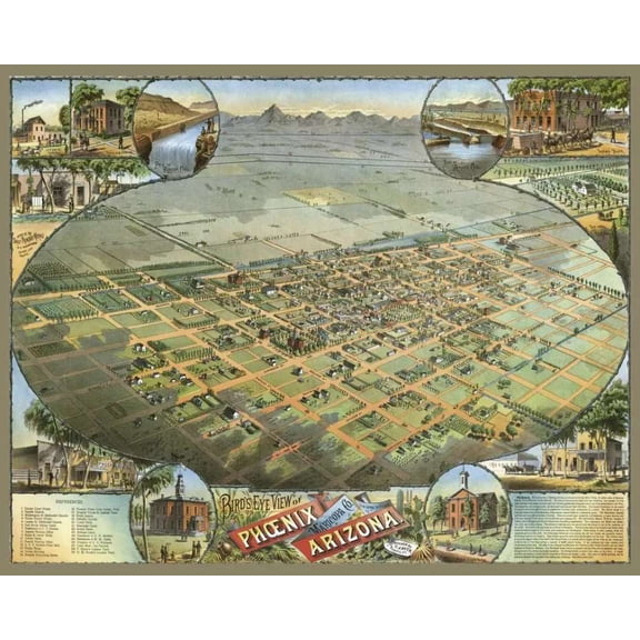 .Decor Poster.Room wall.Home art design. Arizona aerial view map 11 x 17 Inch Poster