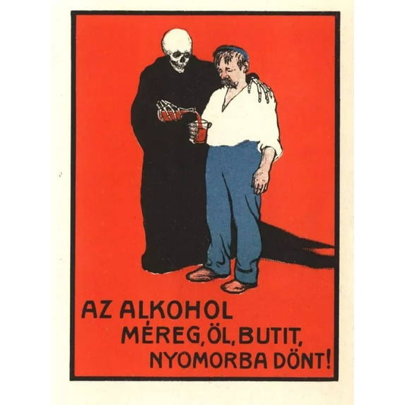 .Decor Poster.Room wall.Home design.Hungary red anti-alcohol campaign.AA 24 x 36 Inch Poster