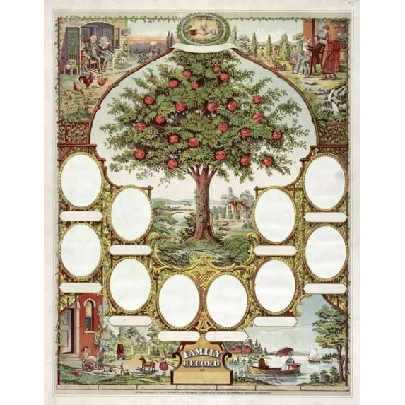 .Decor Poster.Room wall.Home vintage art design.Victorian family record 16 x 24 Inch Poster